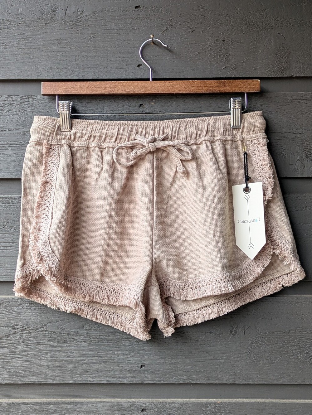 Banjara Crochet Shorts Fringe Granola Girl Hippie Boho Beach Coast Medium Tan